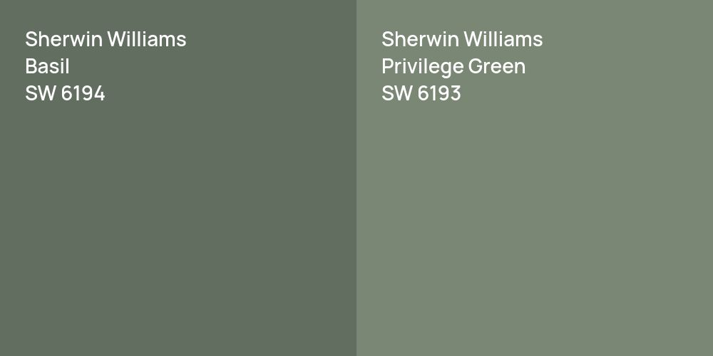 Sherwin Williams Basil vs. Sherwin Williams Privilege Green