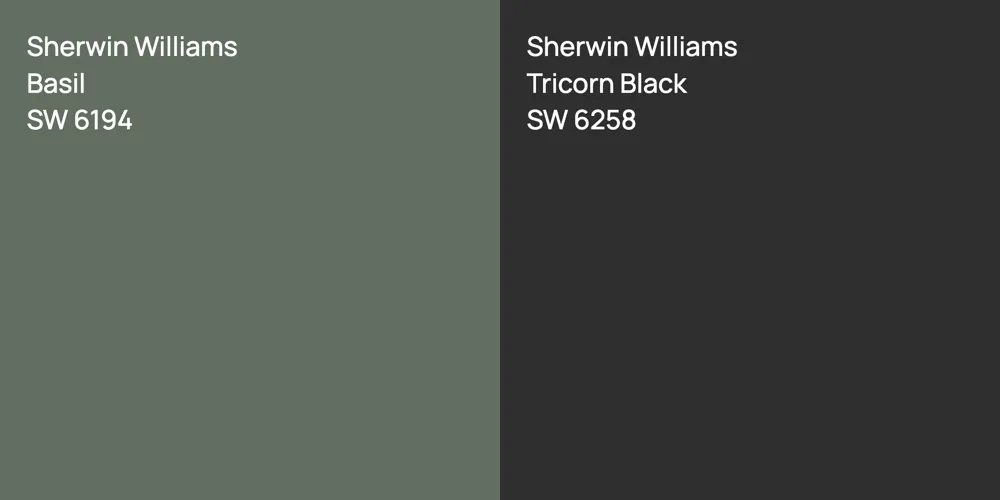 Sherwin Williams Basil vs. Sherwin Williams Tricorn Black