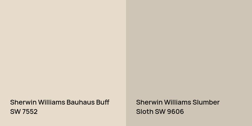 Sherwin Williams Bauhaus Buff vs. Sherwin Williams Slumber Sloth