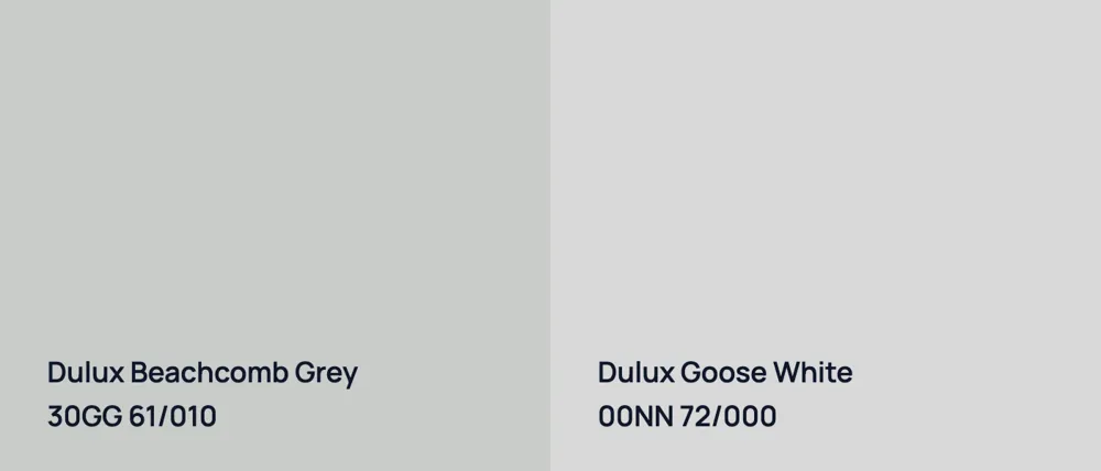 Dulux Beachcomb Grey 30GG 61/010 vs Dulux Goose White 00NN 72/000
