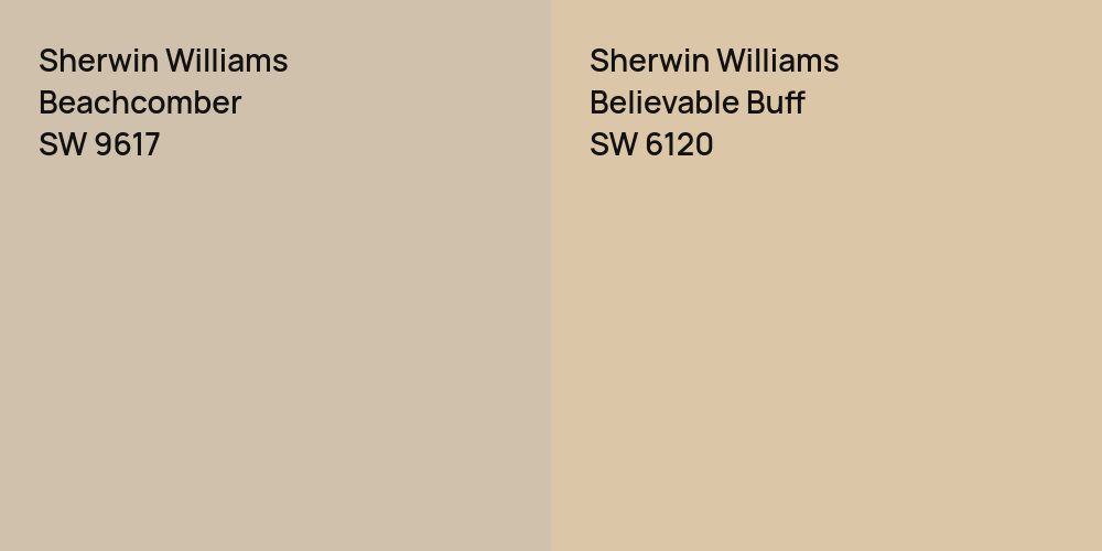 Sherwin Williams Beachcomber vs. Sherwin Williams Believable Buff