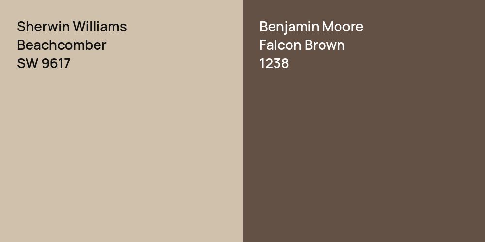 Sherwin Williams Beachcomber vs. Benjamin Moore Falcon Brown