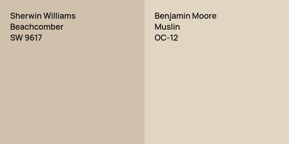 Sherwin Williams Beachcomber vs. Benjamin Moore Muslin