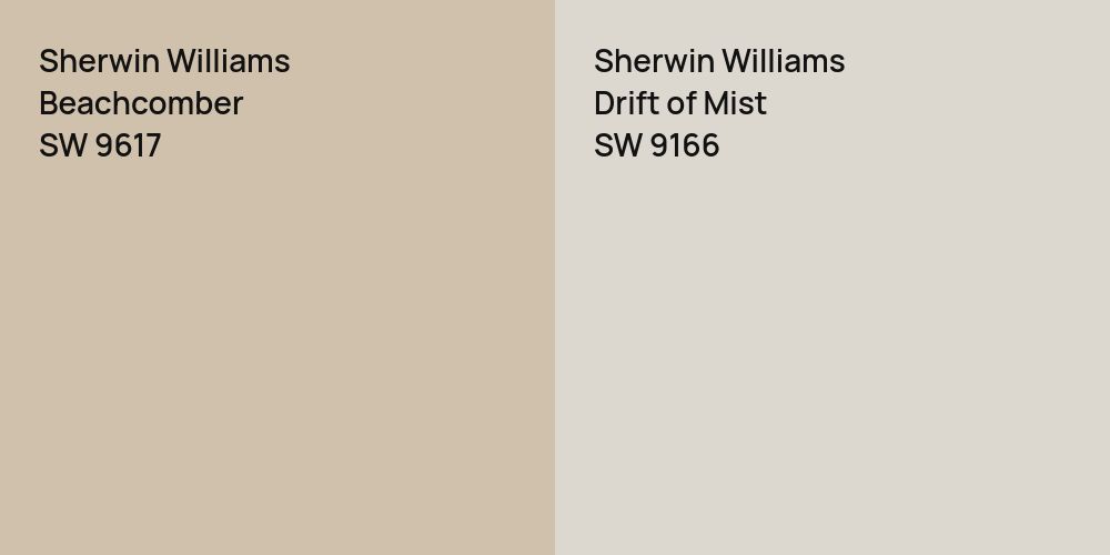 Sherwin Williams Beachcomber vs. Sherwin Williams Drift of Mist