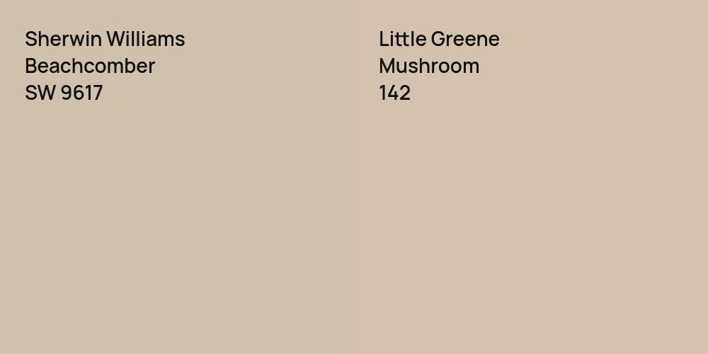 Sherwin Williams Beachcomber vs. Little Greene Mushroom