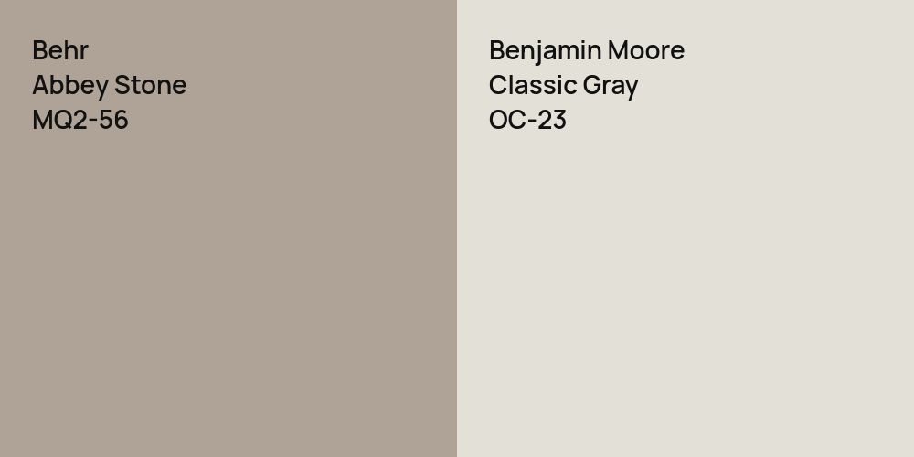 Behr Abbey Stone vs. Benjamin Moore Classic Gray