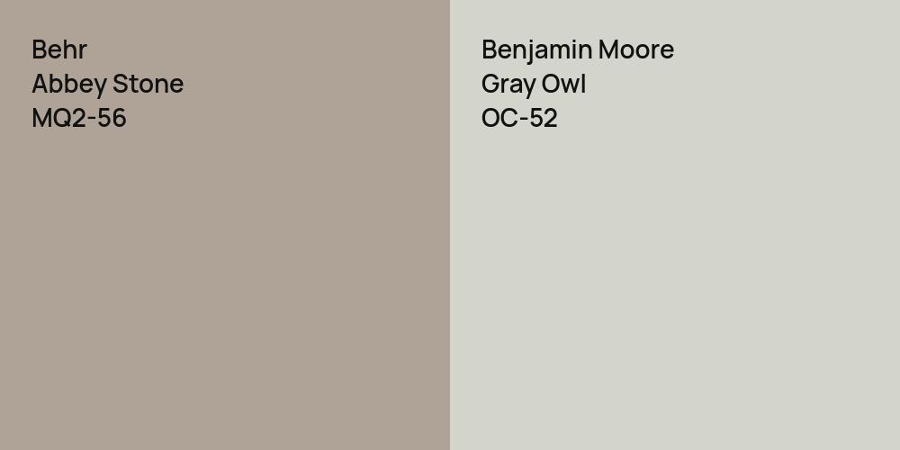 Behr Abbey Stone vs. Benjamin Moore Gray Owl