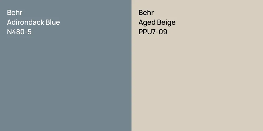 Behr Adirondack Blue vs. Behr Aged Beige