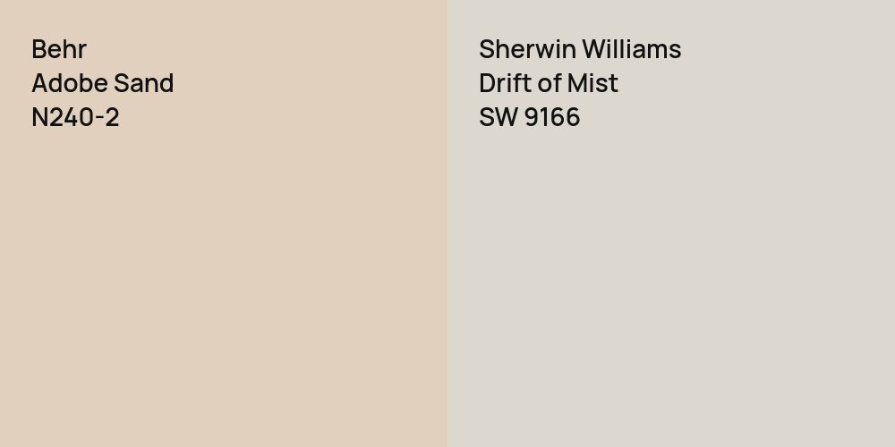 Behr Adobe Sand vs. Sherwin Williams Drift of Mist