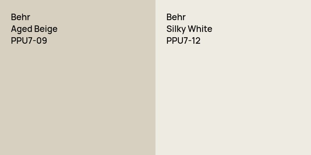 Behr Aged Beige vs. Behr Silky White