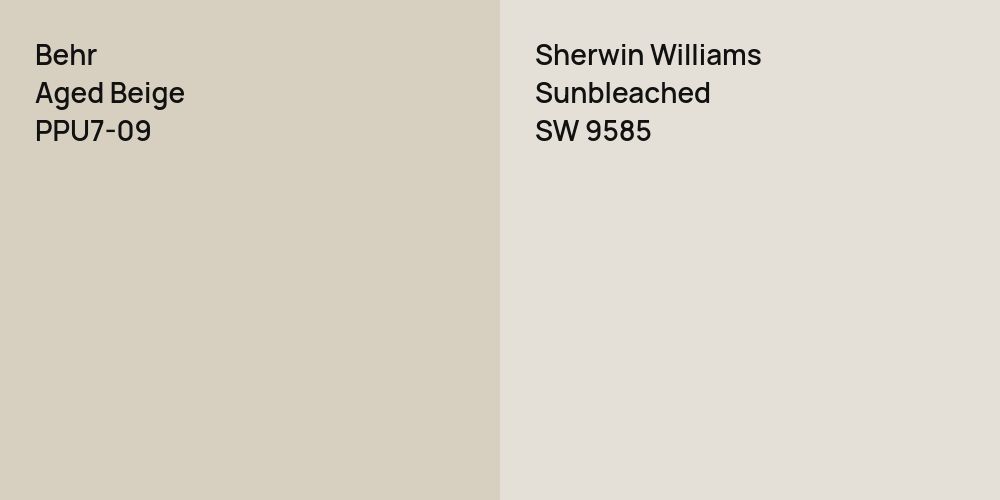 Behr Aged Beige vs. Sherwin Williams Sunbleached