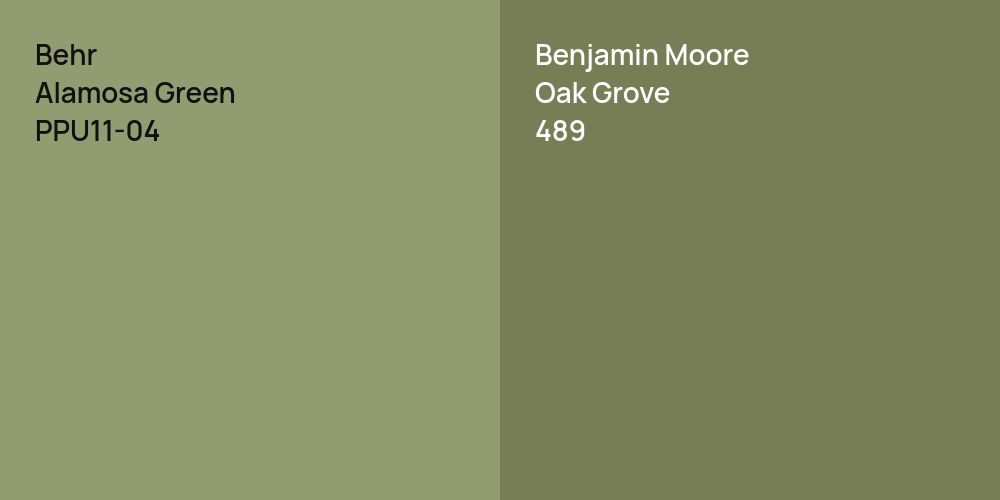 Behr Alamosa Green vs. Benjamin Moore Oak Grove