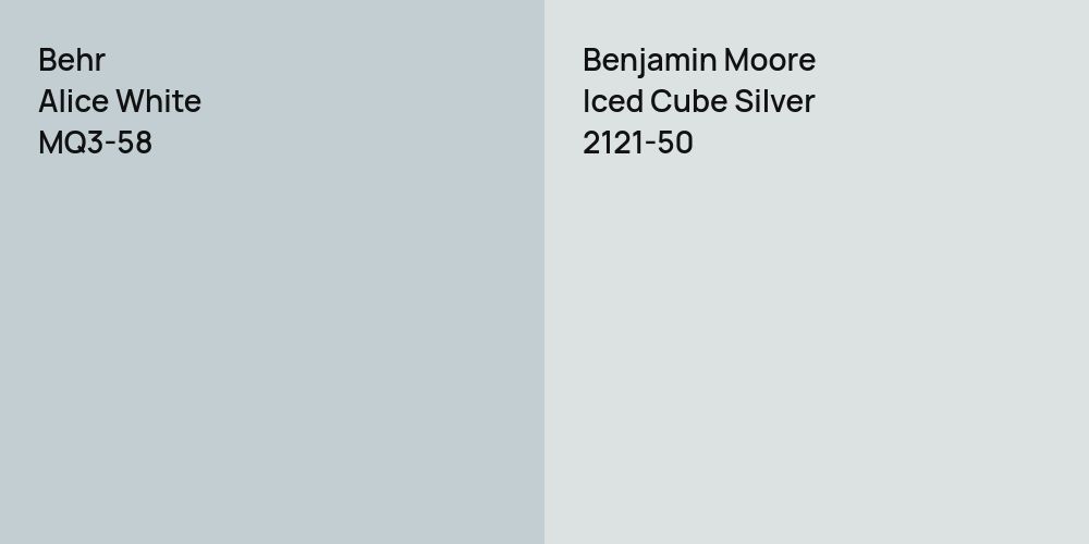 Behr Alice White vs. Benjamin Moore Iced Cube Silver