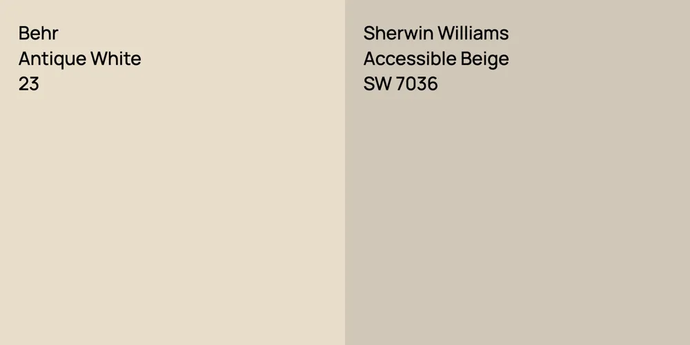 Behr Antique White vs. Sherwin Williams Accessible Beige