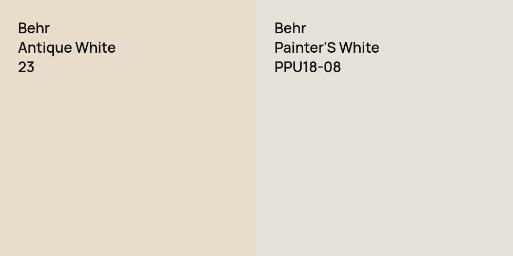 Behr Antique White vs. Behr Painter'S White