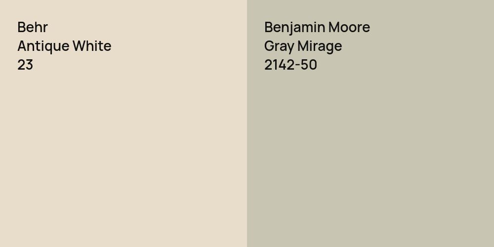 Behr Antique White vs. Benjamin Moore Gray Mirage