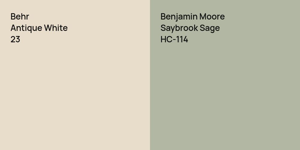 Behr Antique White vs. Benjamin Moore Saybrook Sage