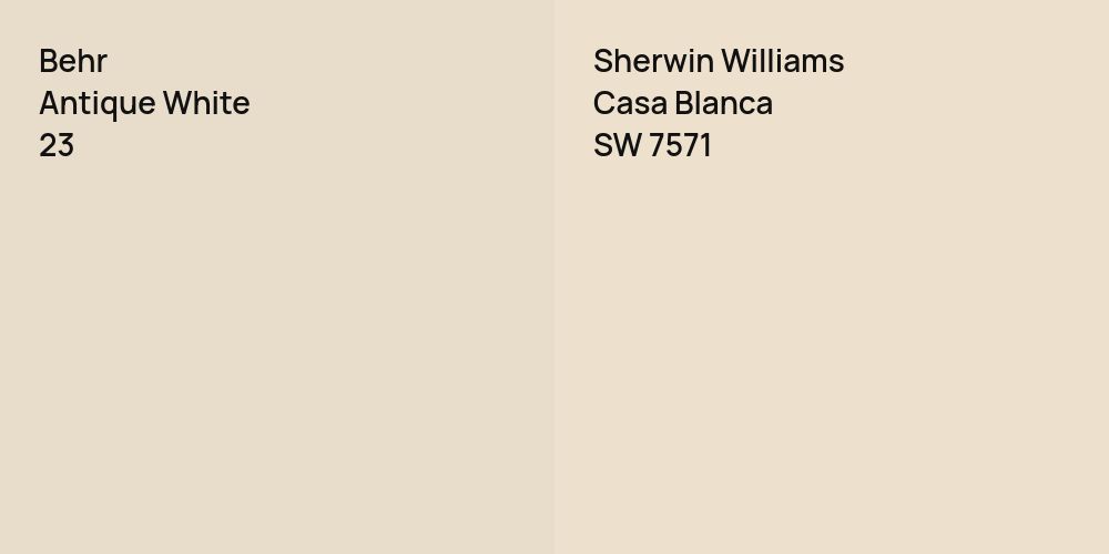 Behr Antique White vs. Sherwin Williams Casa Blanca