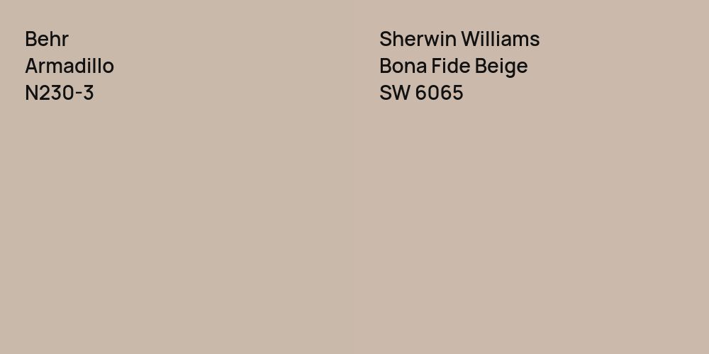 Behr Armadillo vs. Sherwin Williams Bona Fide Beige