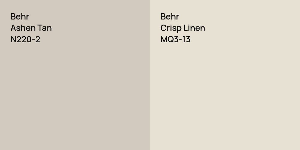 Behr Ashen Tan vs. Behr Crisp Linen