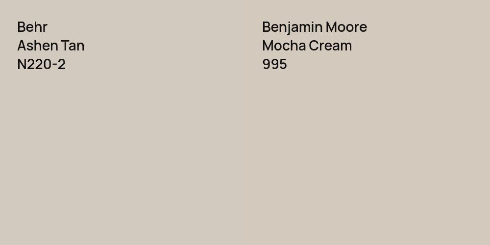 Behr Ashen Tan vs. Benjamin Moore Mocha Cream