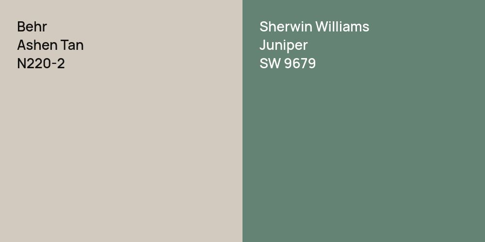 Behr Ashen Tan vs. Sherwin Williams Juniper