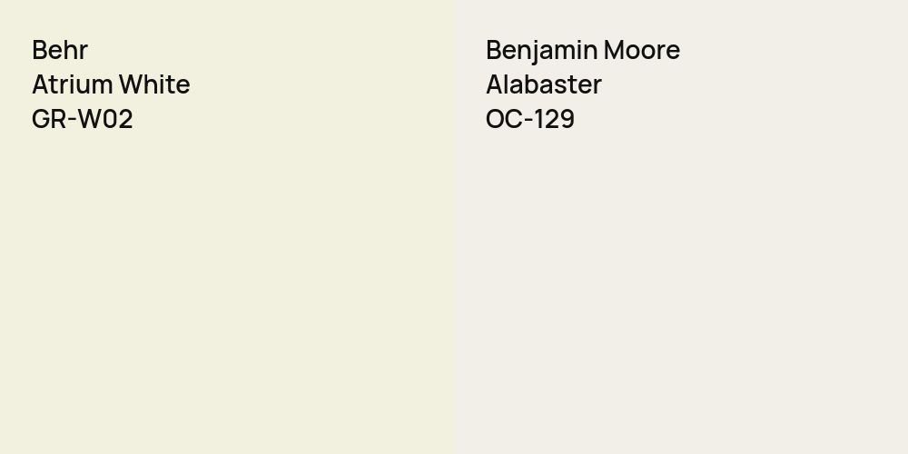 Behr Atrium White vs. Benjamin Moore Alabaster