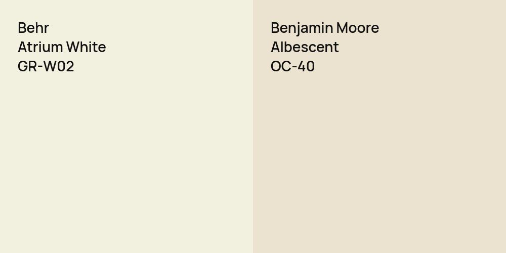 Behr Atrium White vs. Benjamin Moore Albescent