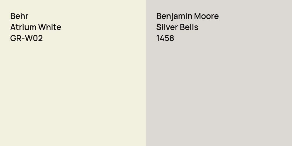 Behr Atrium White vs. Benjamin Moore Silver Bells