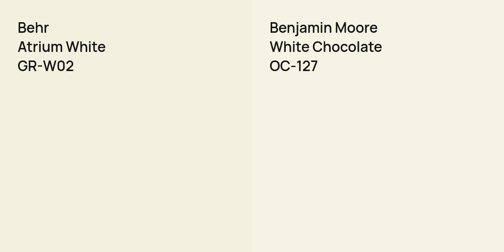 Behr Atrium White vs. Benjamin Moore White Chocolate