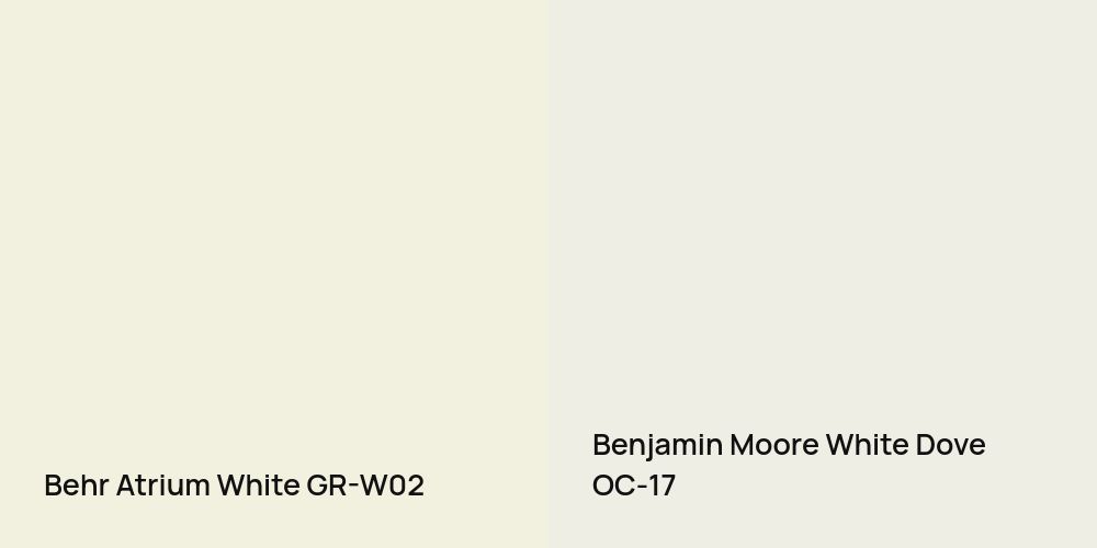 Behr Atrium White vs. Benjamin Moore White Dove