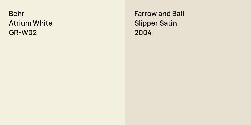 Behr Atrium White vs. Farrow and Ball Slipper Satin