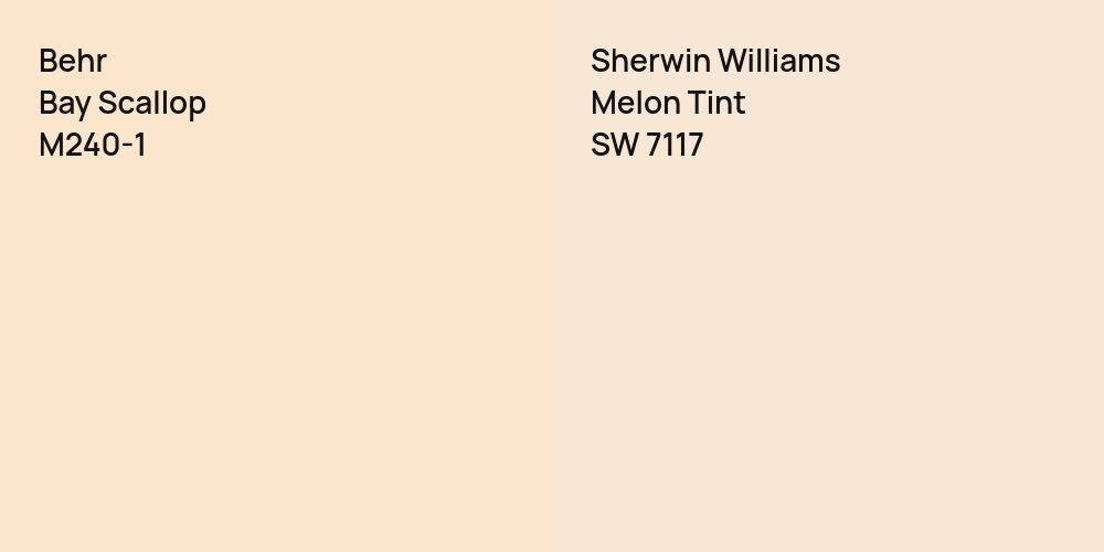 Behr Bay Scallop vs. Sherwin Williams Melon Tint