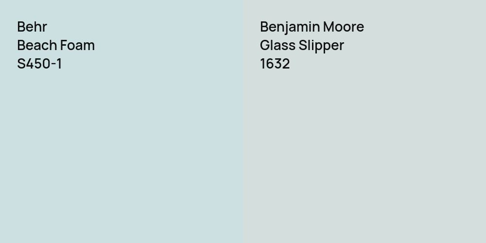 Behr Beach Foam vs. Benjamin Moore Glass Slipper