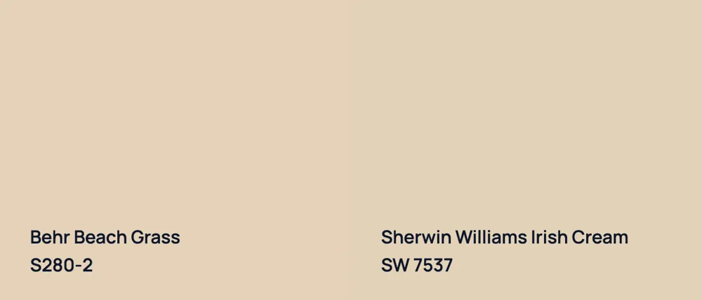 Behr Beach Grass S280-2 vs Sherwin Williams Irish Cream SW 7537