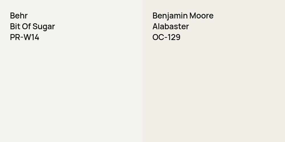 Behr Bit Of Sugar vs. Benjamin Moore Alabaster