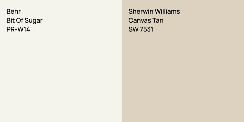 Behr Bit Of Sugar vs. Sherwin Williams Canvas Tan