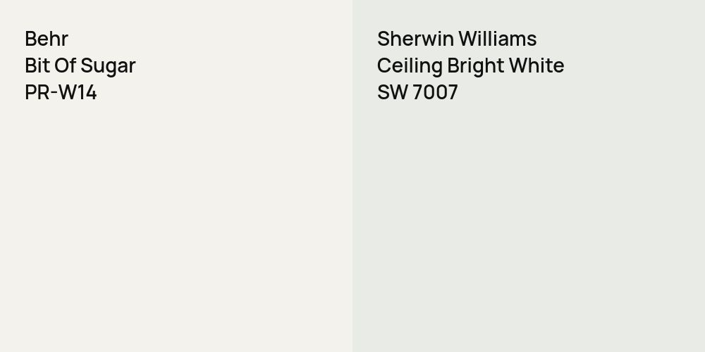 Behr Bit Of Sugar vs. Sherwin Williams Ceiling Bright White