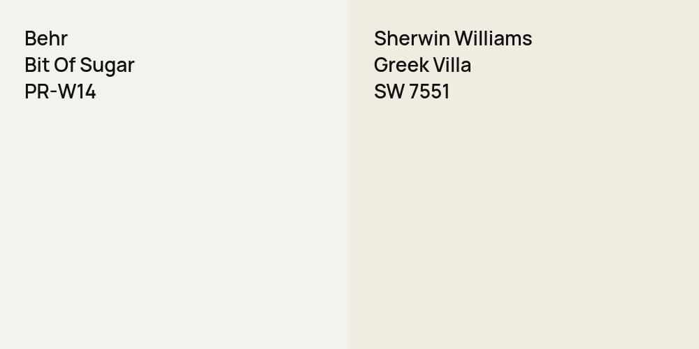 Behr Bit Of Sugar vs. Sherwin Williams Greek Villa