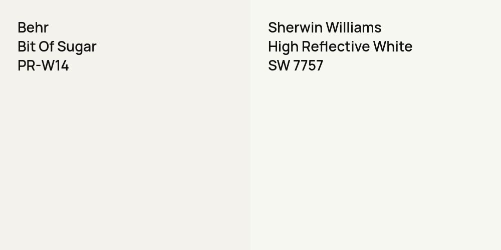 Behr Bit Of Sugar vs. Sherwin Williams High Reflective White