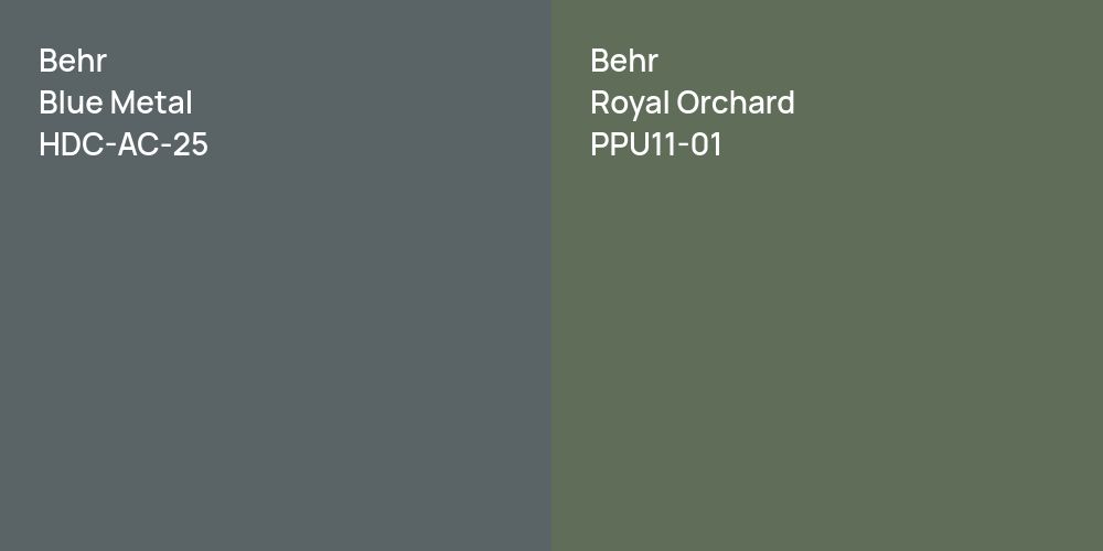 Behr Blue Metal vs. Behr Royal Orchard