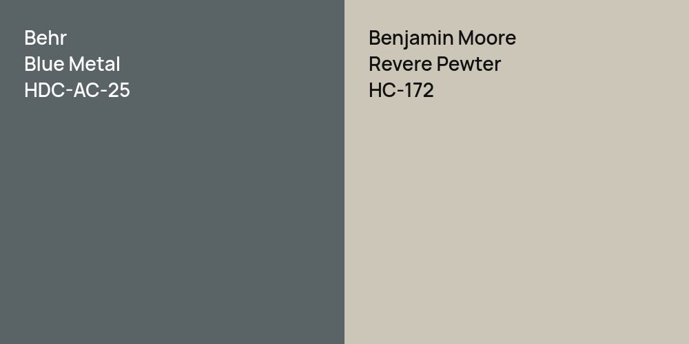 Behr Blue Metal vs. Benjamin Moore Revere Pewter