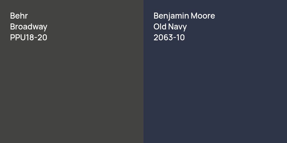 Behr Broadway vs. Benjamin Moore Old Navy