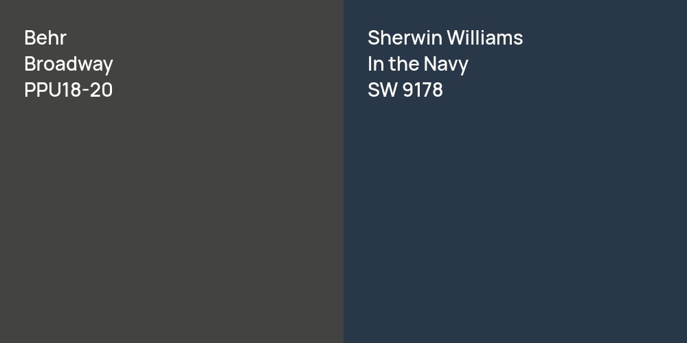 Behr Broadway vs. Sherwin Williams In the Navy