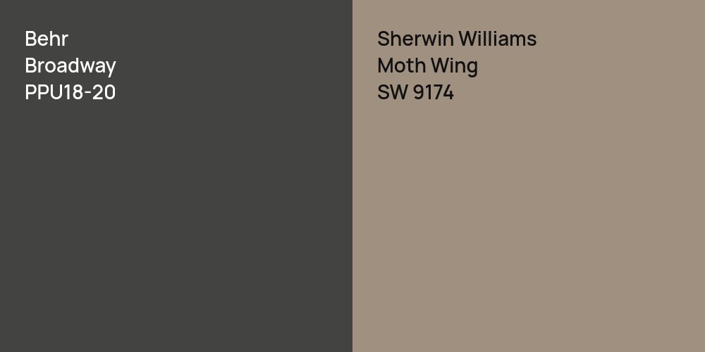 Behr Broadway vs. Sherwin Williams Moth Wing