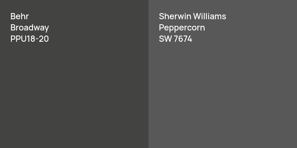 Behr Broadway vs. Sherwin Williams Peppercorn