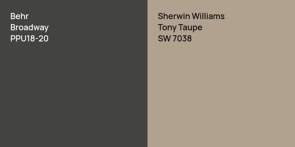 Behr Broadway vs. Sherwin Williams Tony Taupe