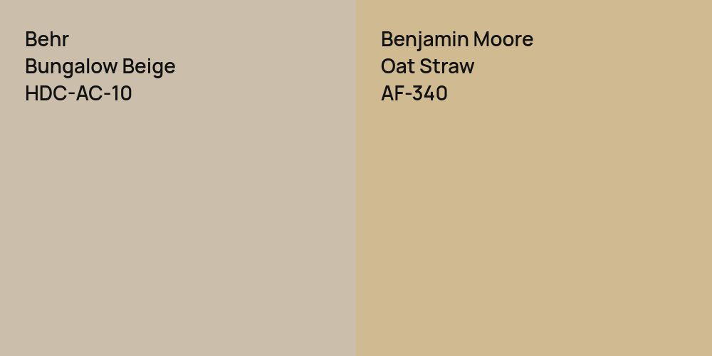 Behr Bungalow Beige vs. Benjamin Moore Oat Straw