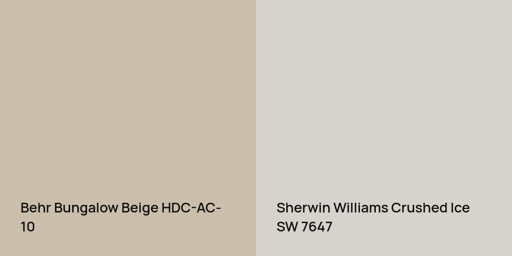 Behr Bungalow Beige vs. Sherwin Williams Crushed Ice