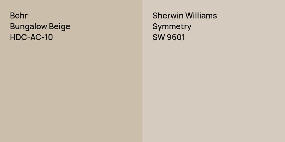 Behr Bungalow Beige vs. Sherwin Williams Symmetry